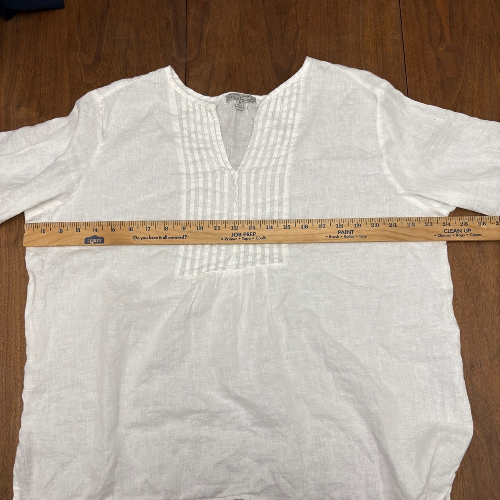 100% Linen White Blouse - Picture 3 of 7